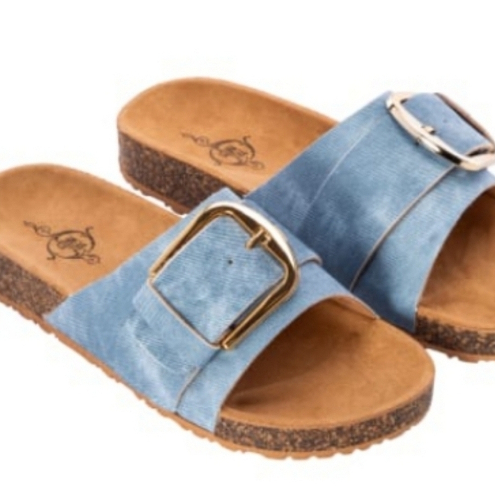 Blue Denim Slide Sandals